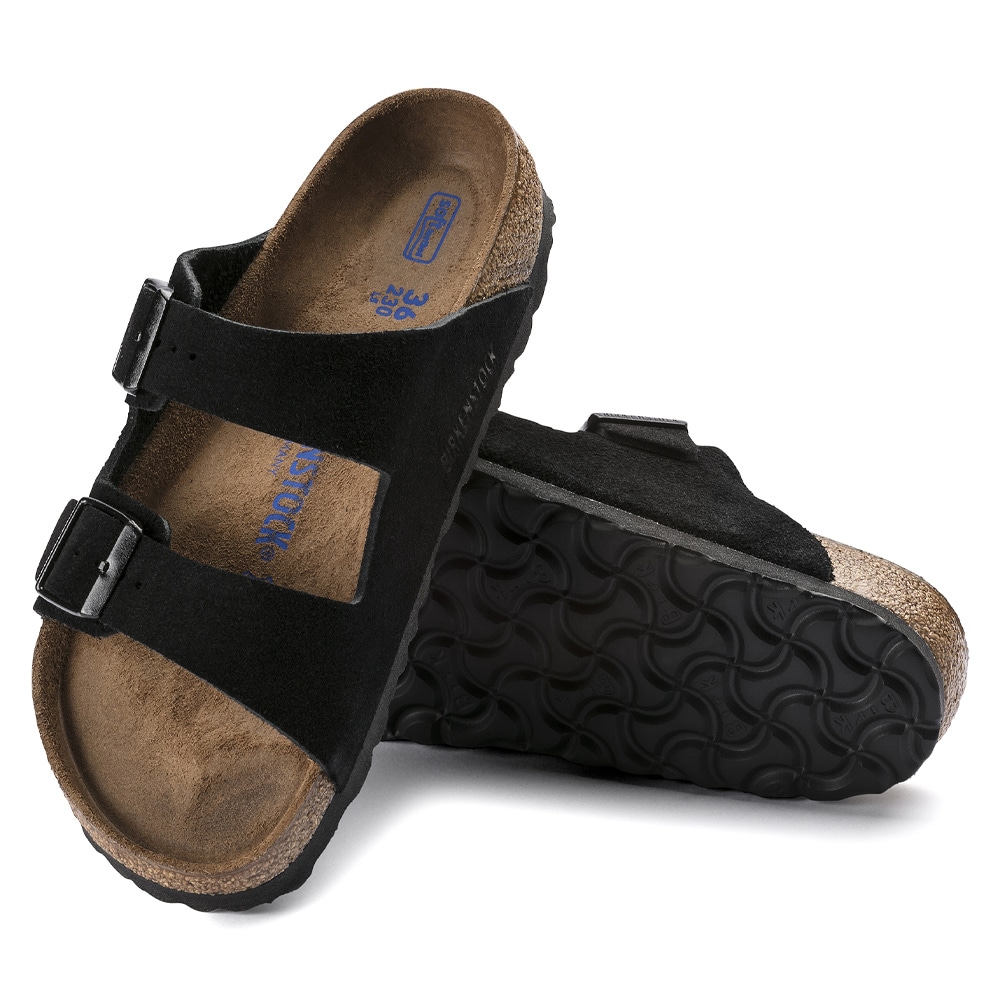 Arizona Soft Footbed Suede Leather - Black