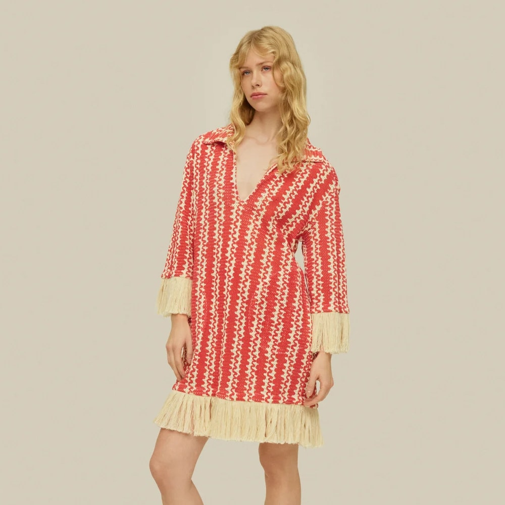 Scribble Aya Net Dress - Red