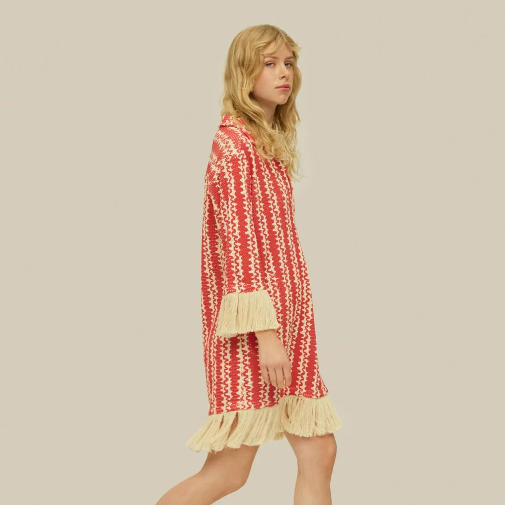 Scribble Aya Net Dress - Red