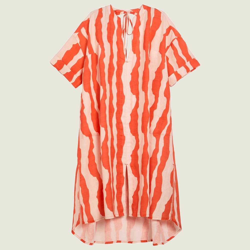 Calima Tangelo Linen Dress - Orange