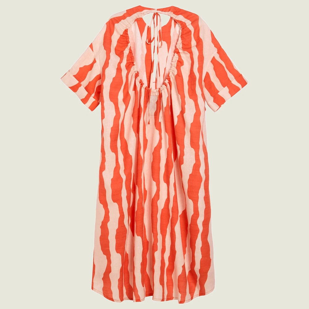 Calima Tangelo Linen Dress - Orange