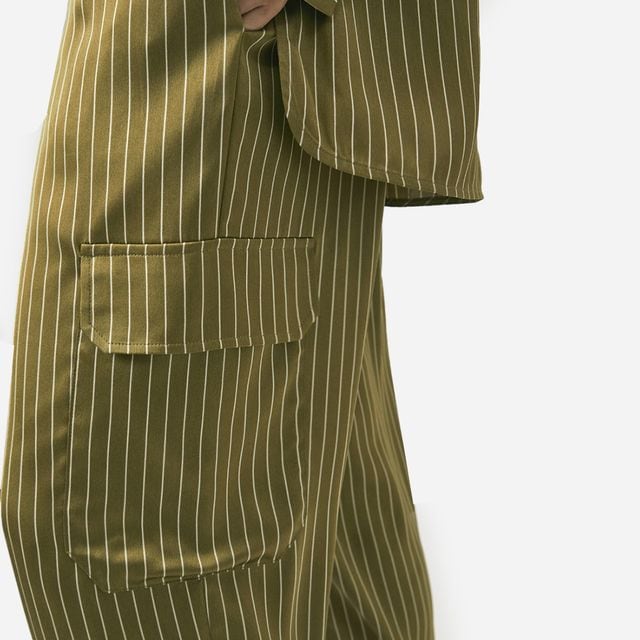 Harlow Pinstripe Pant - Green Clay