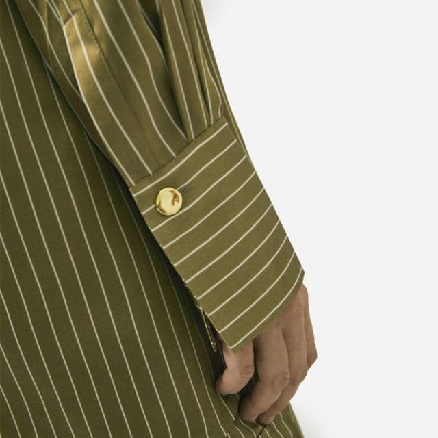 Louda Pinstripe Long Shirt - Green Clay