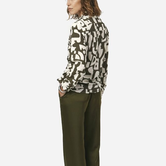 Ozane Printed Drapey Blouse - Jungle Leaf
