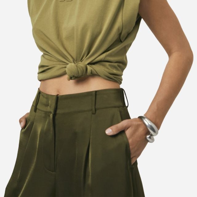 Jules Satin Pant - Jungle Leaf