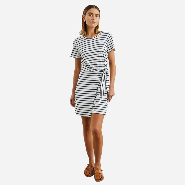Edie Dress - Ivory Navy Stripe