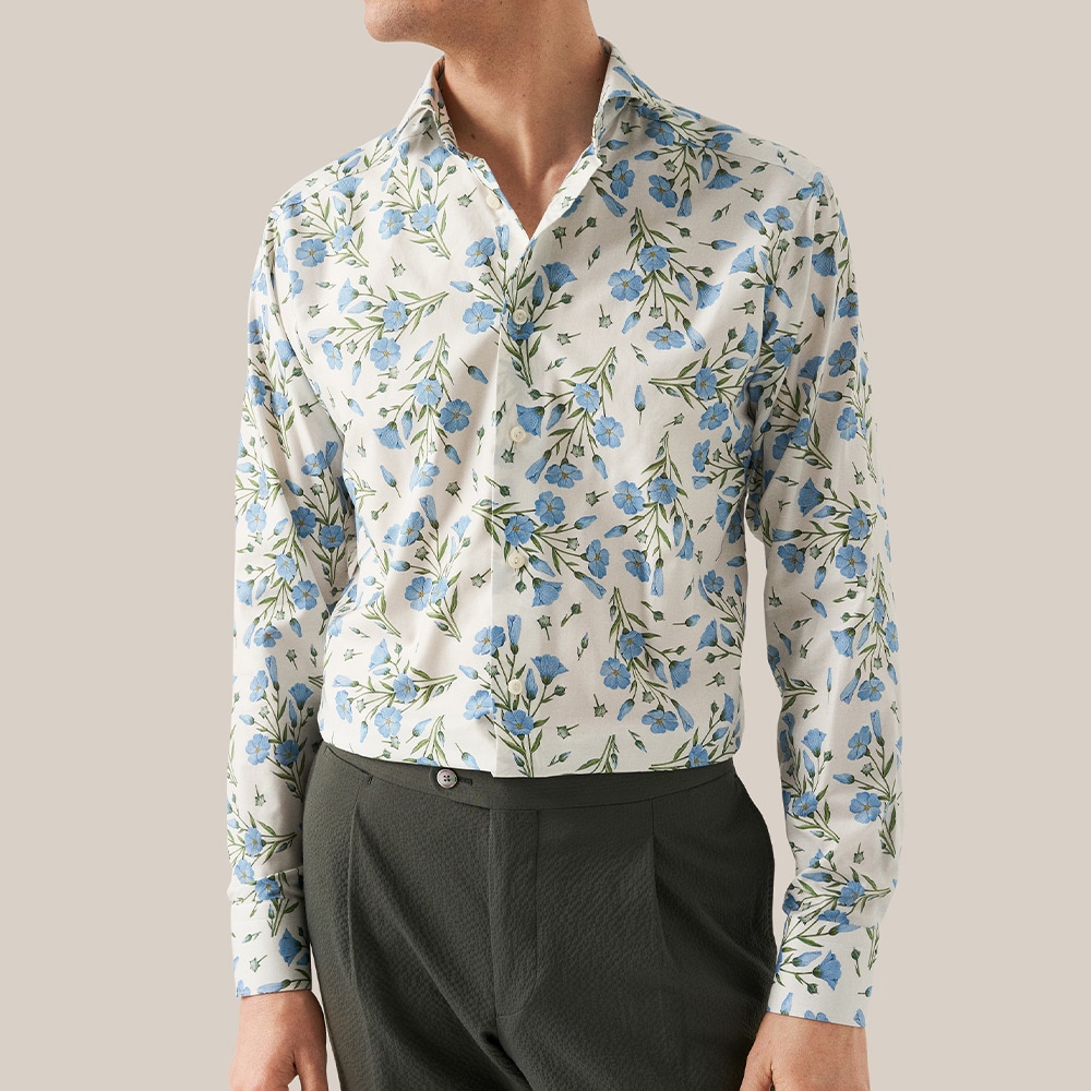 Contemporary Floral Signature Twill Shirt - White Melange Floral