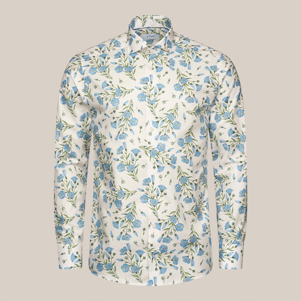Contemporary Floral Signature Twill Shirt - White Melange Floral
