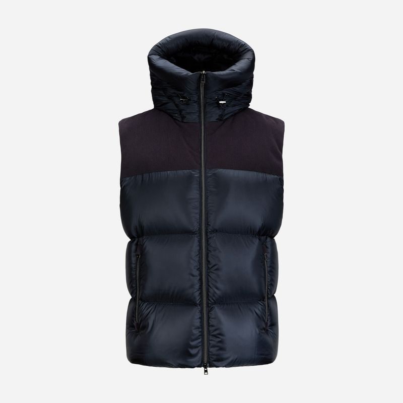 Vest Hoodie With Corduroy - Blu Navy