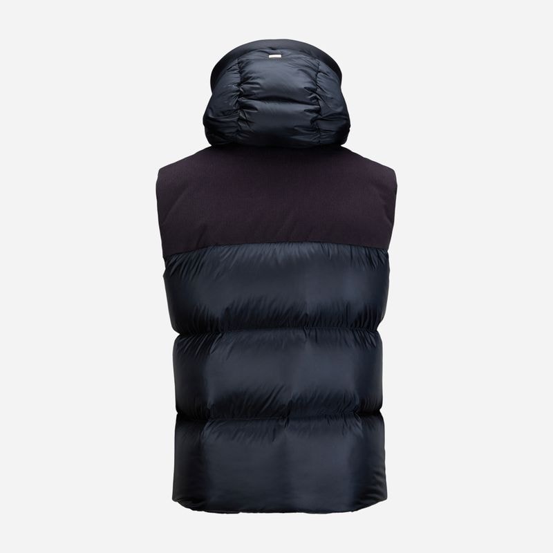 Vest Hoodie With Corduroy - Blu Navy