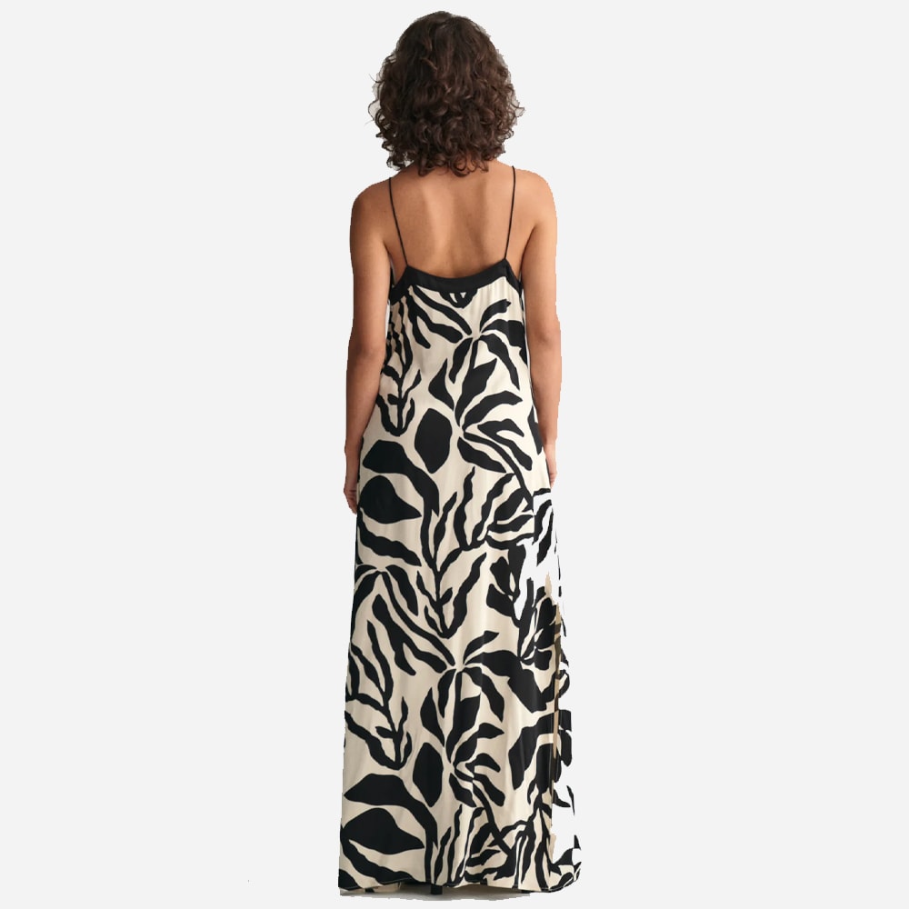 Palm Print Strap Dress - Soft Oat