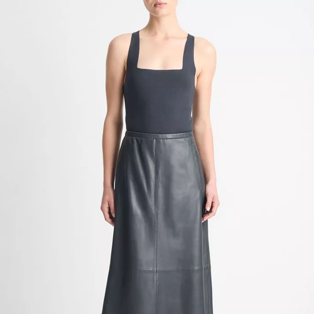Square-Neck Racerback Tank Top - Graphite