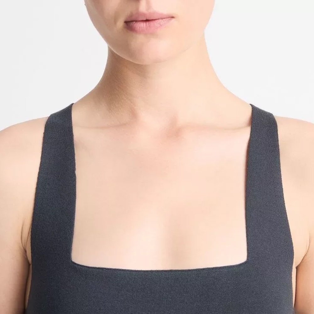 Square-Neck Racerback Tank Top - Graphite