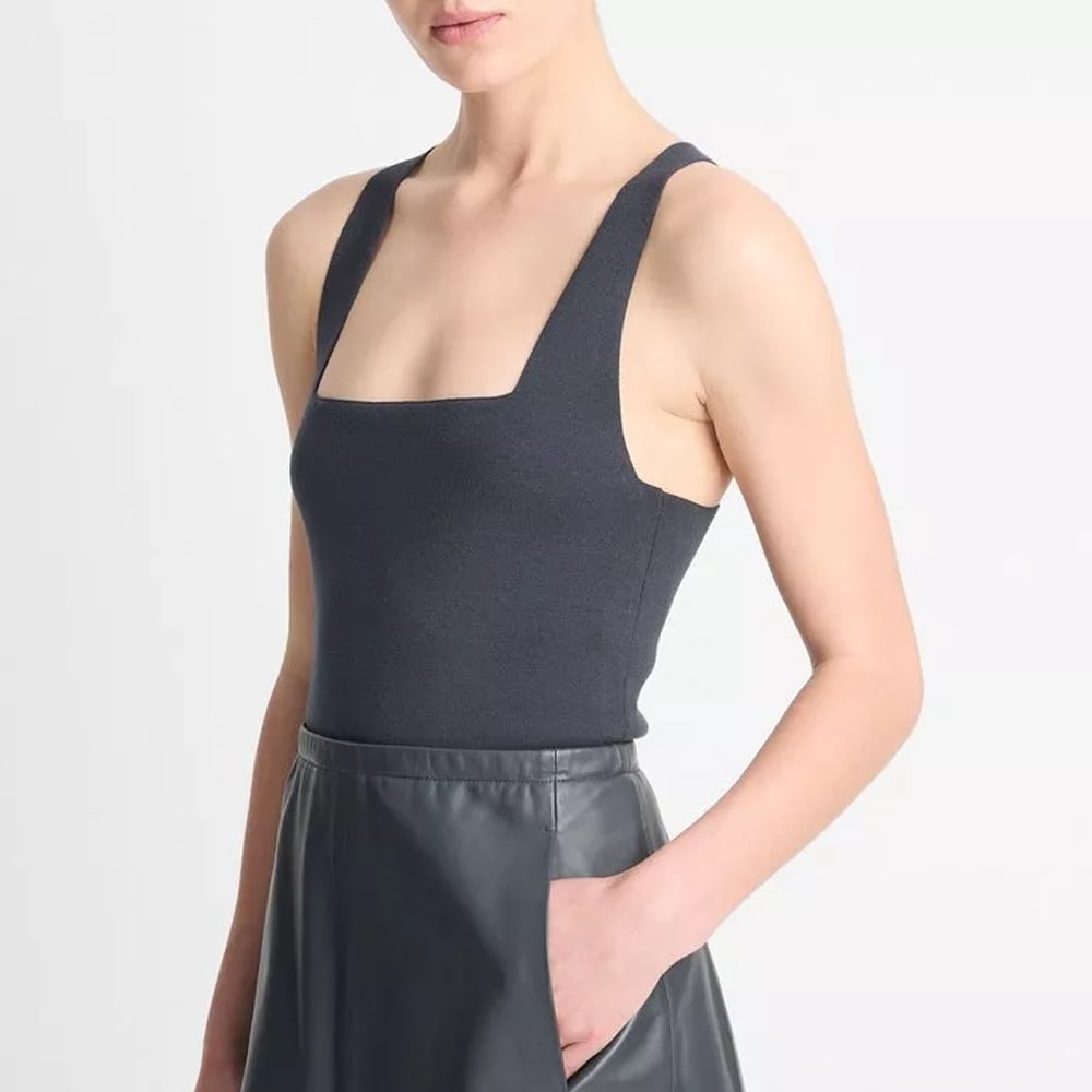 Square-Neck Racerback Tank Top - Graphite