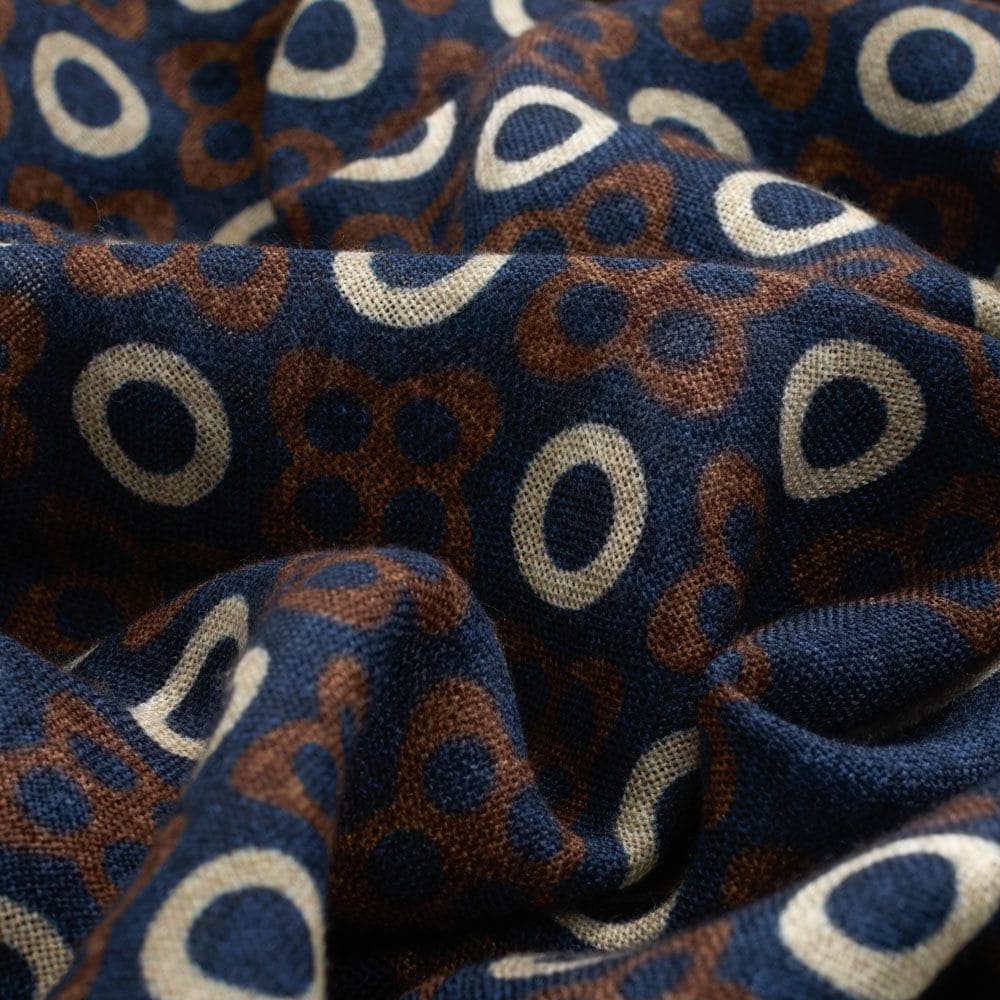 Scarf Wool - Dk Navy-Brown-White