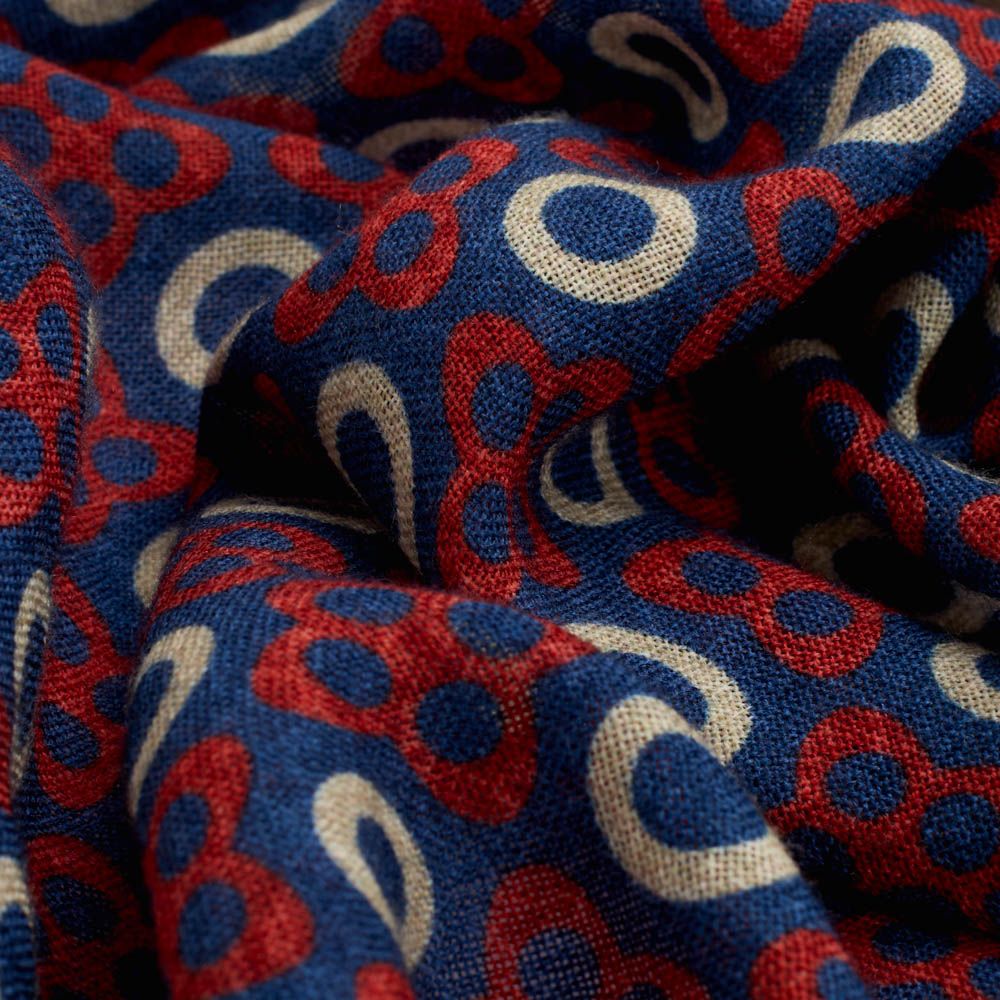 Scarf Wool - Blue-Red-White