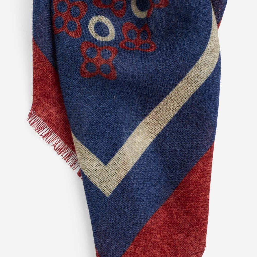 Scarf Wool - Blue-Red-White