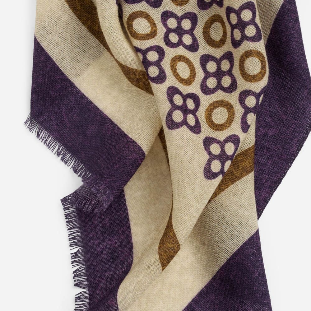 Scarf Wool - White-Beige-Lilac