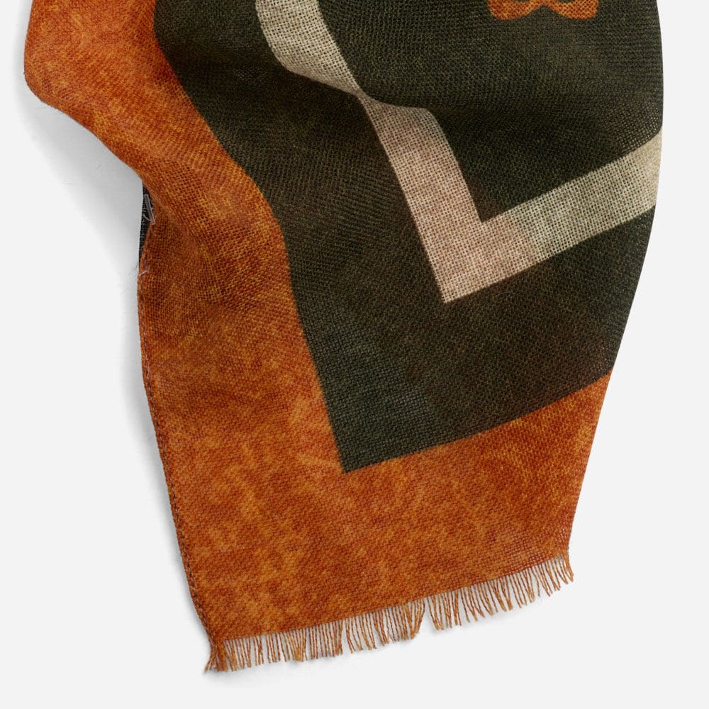Scarf Wool - Brown-Orange-White