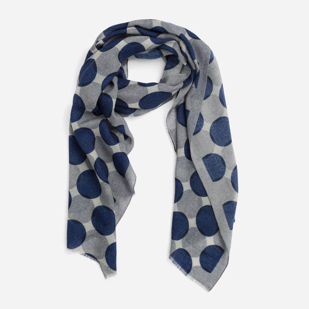 Scarf Wool - Ligth Grey-Dark Blue