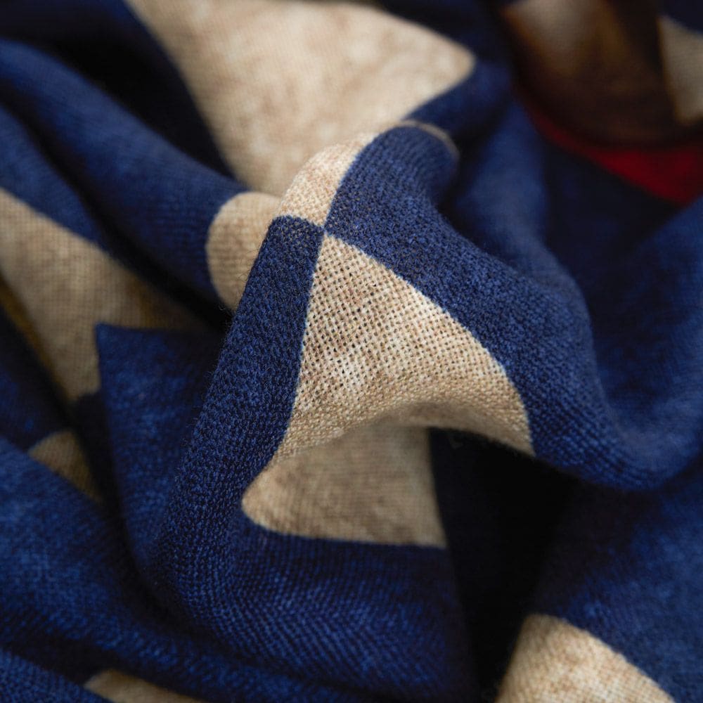 Scarf Wool - Navy-White-Red