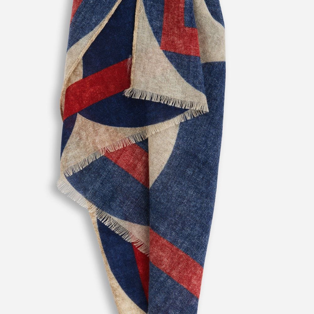 Scarf Wool - Navy-White-Red