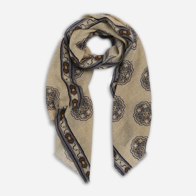 Scarf Wool - White-Grey