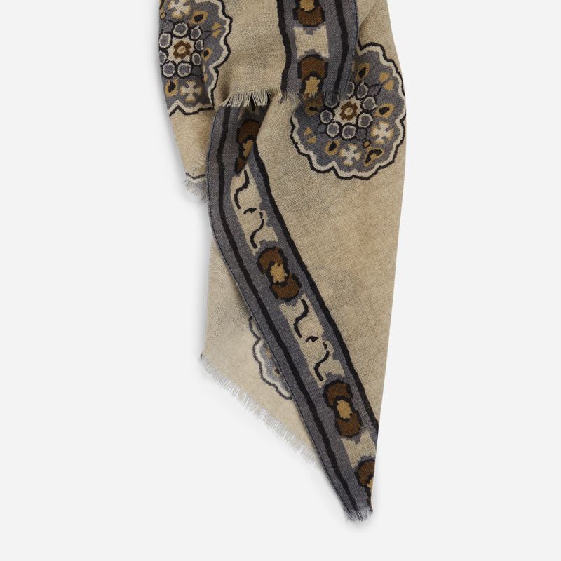 Scarf Wool - White-Grey