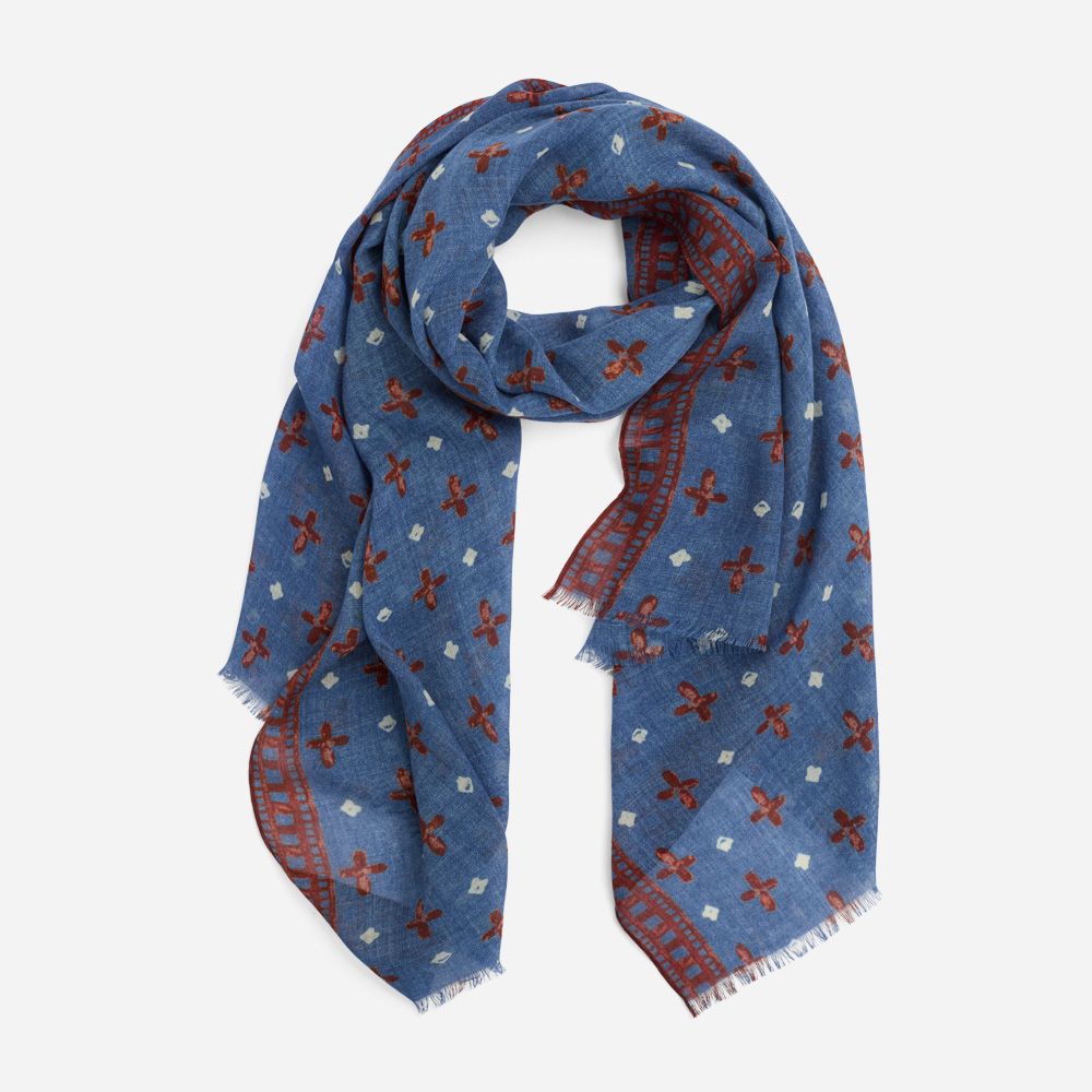 Scarf Wool - Blue-Red