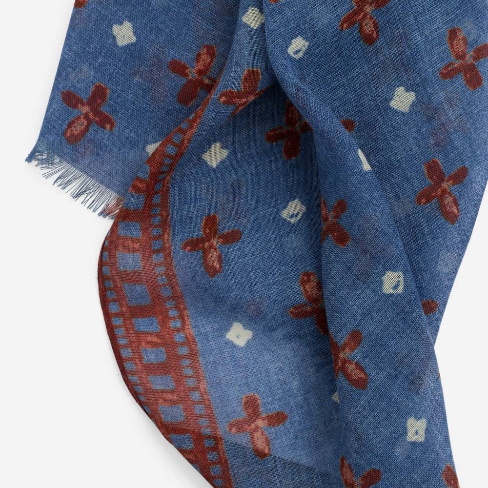 Scarf Wool - Blue-Red