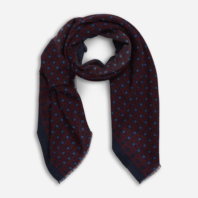 Scarf Wool - Navy-Red