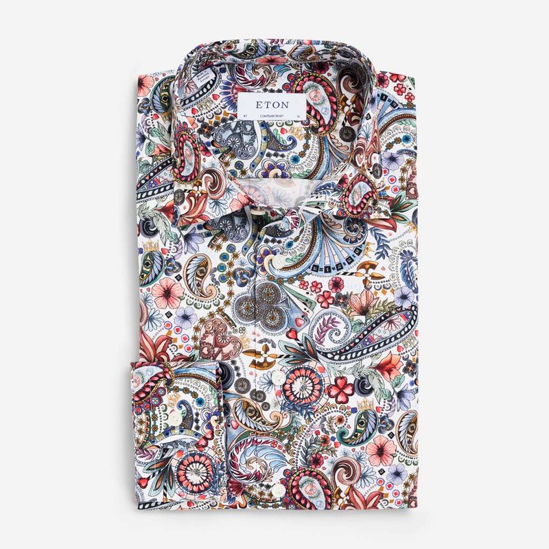 Contemporary Twill Shirt - Red Motif