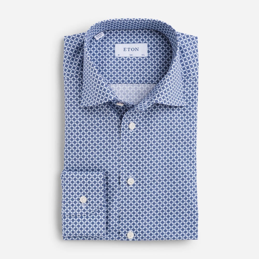 Slim Cotton-Tencel Shirt - Ligth Blue Medallion