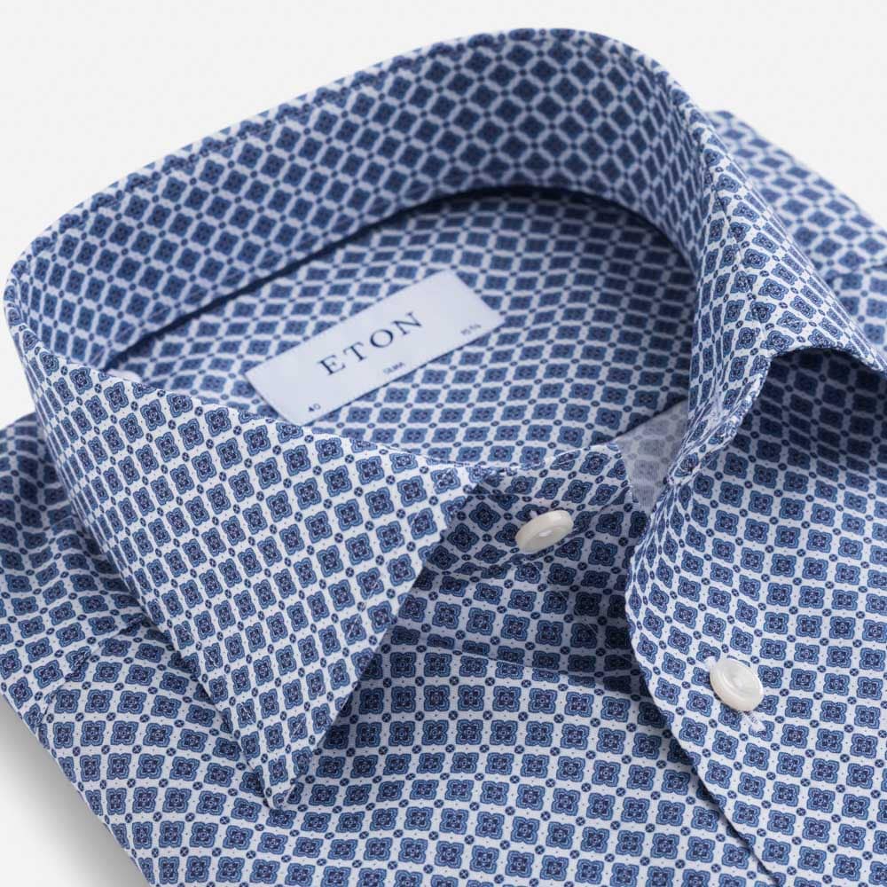 Slim Cotton-Tencel Shirt - Ligth Blue Medallion