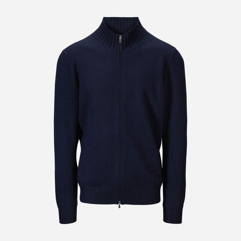 Full Zip Jacket Felted Cashmere - Navy
