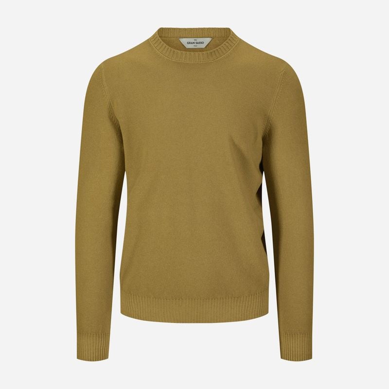 Crew Neck Vintage Wool-Cashmere - Yellow