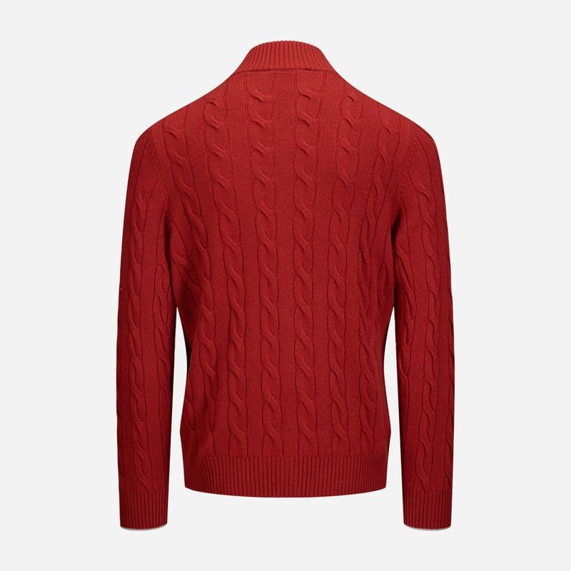 Full Zip Jacket Cable Cashmere - Red