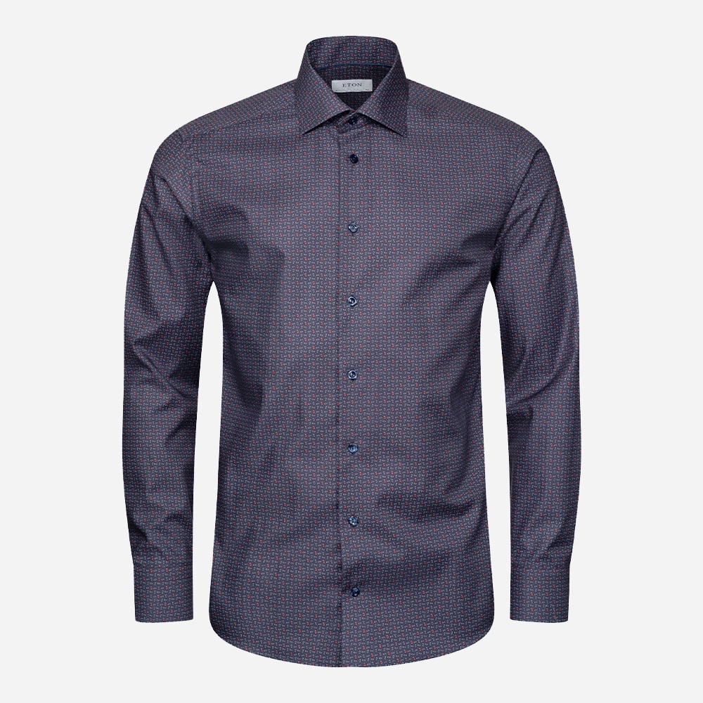 Slim Signature Twill Shirt - Navy Blue Micro Paisley