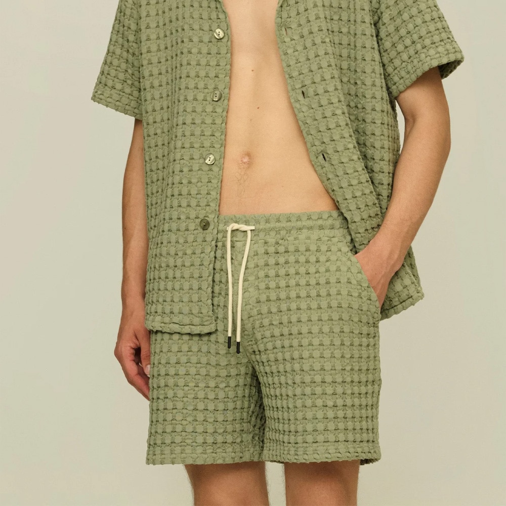 Waffle Shorts - Dusty Green
