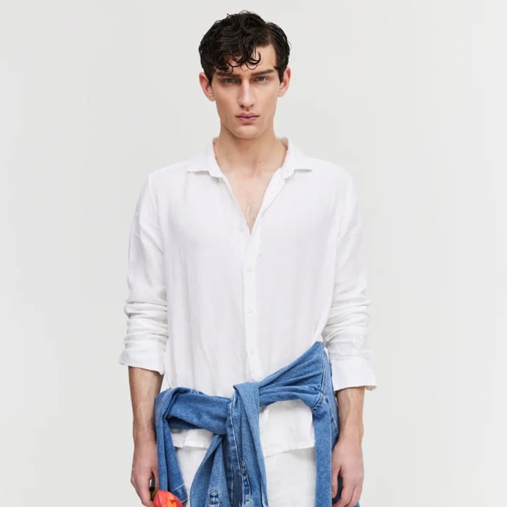 Mark Linen Shirt Long Sleeve - White