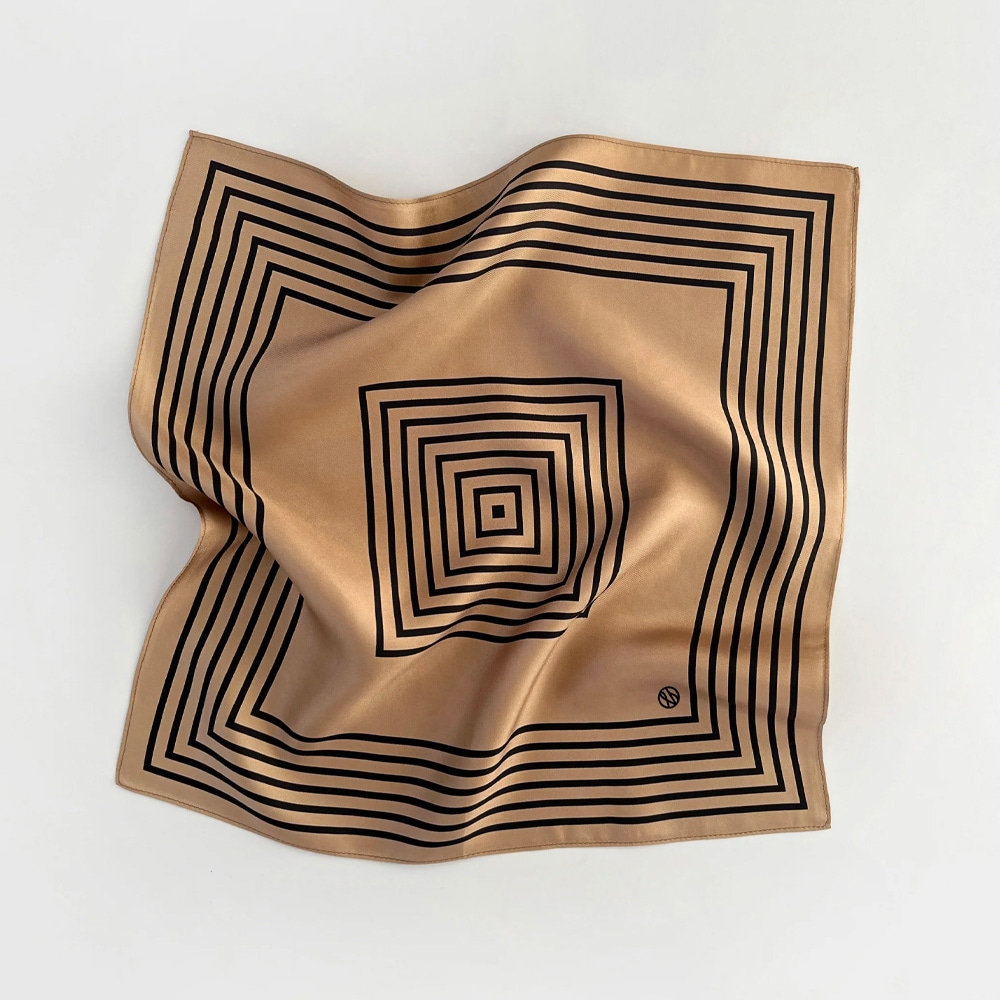 No. 15 Silk Scarf - Camel&Black