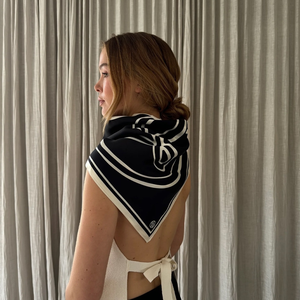 Monogram Silk Scarf - Black