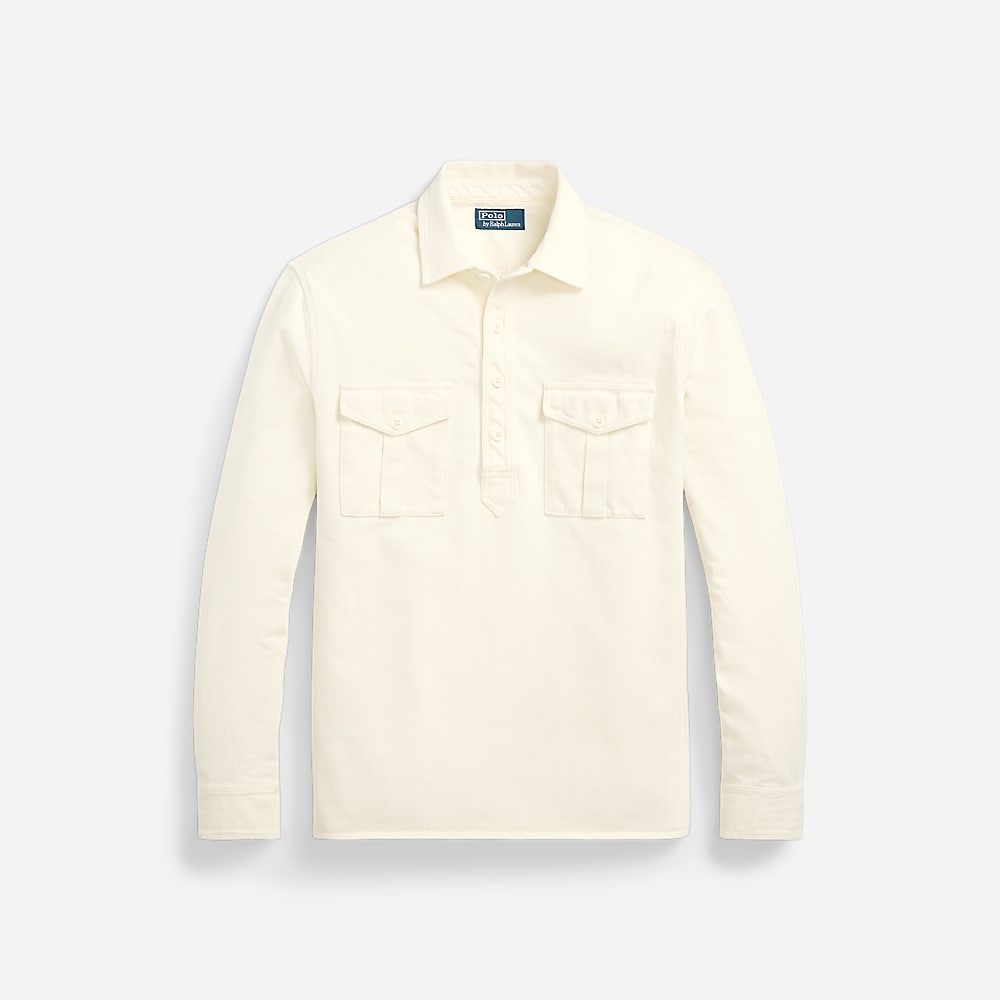 Jacquard-Knit Popover Workshirt - Herbal Milk