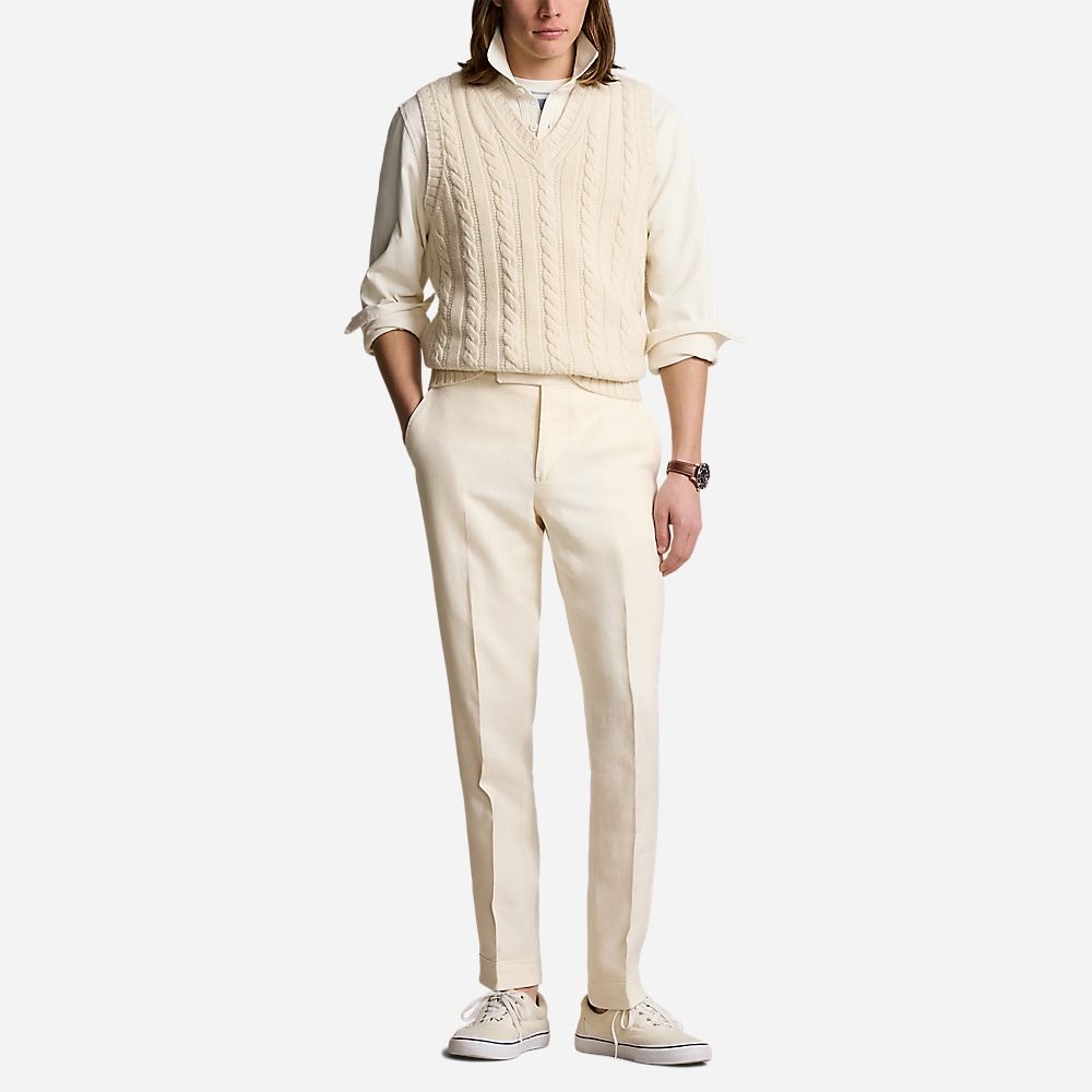 Aran-Knit Cotton-Cashmere Sweater Vest - Cream Combo