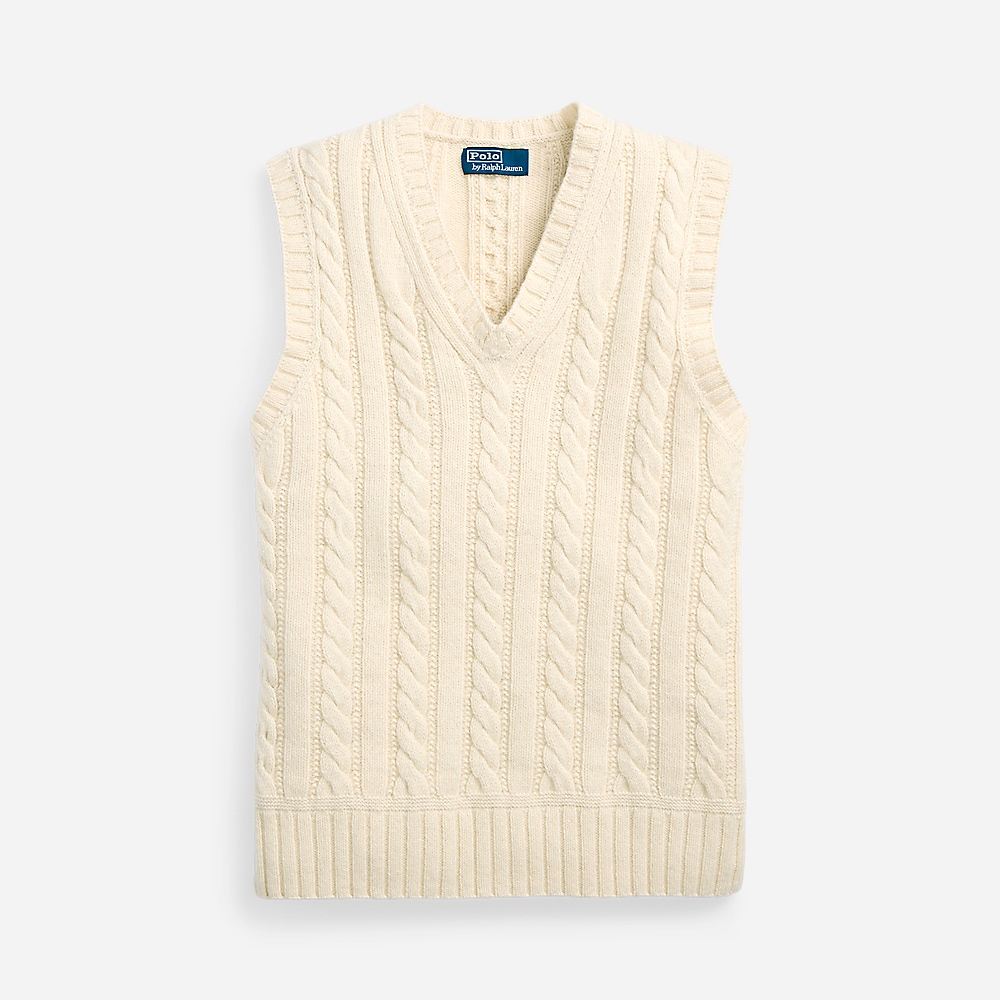 Aran-Knit Cotton-Cashmere Sweater Vest - Cream Combo