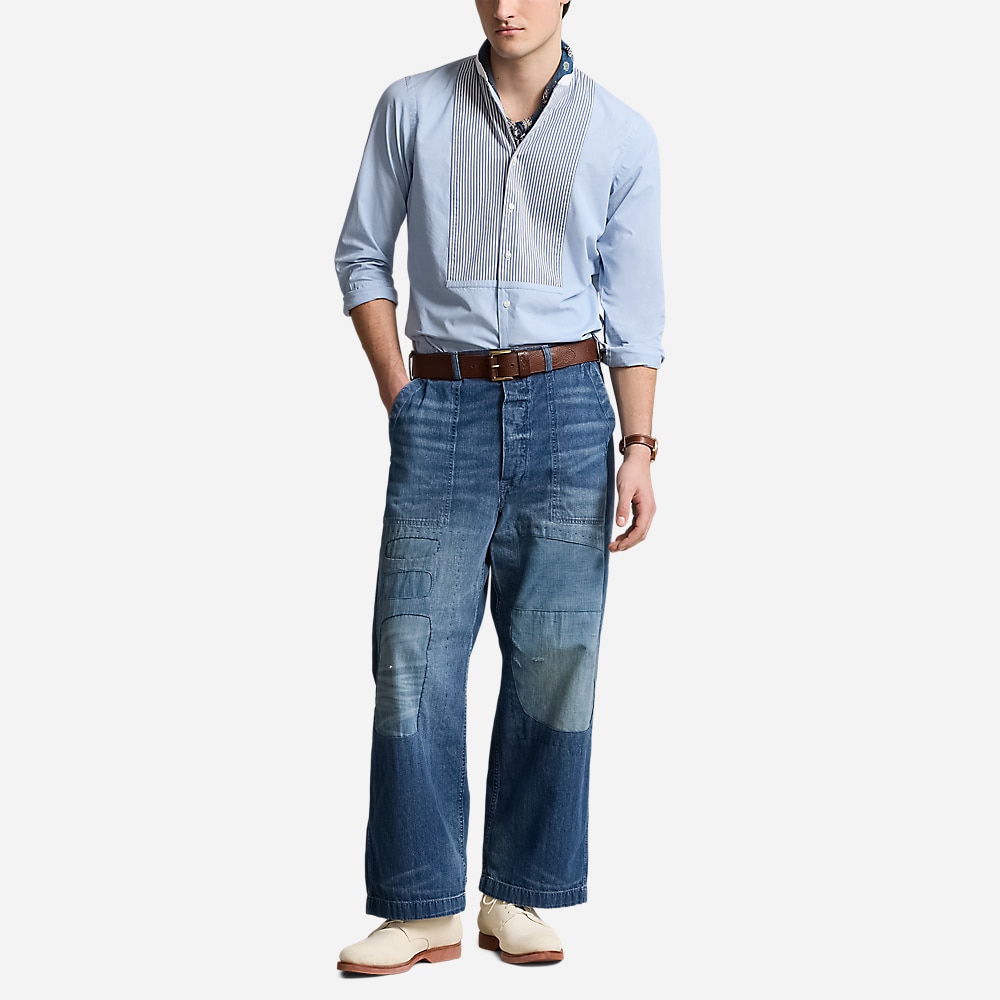 Classic Fit End-On-End Bib Shirt - Blue Eoe