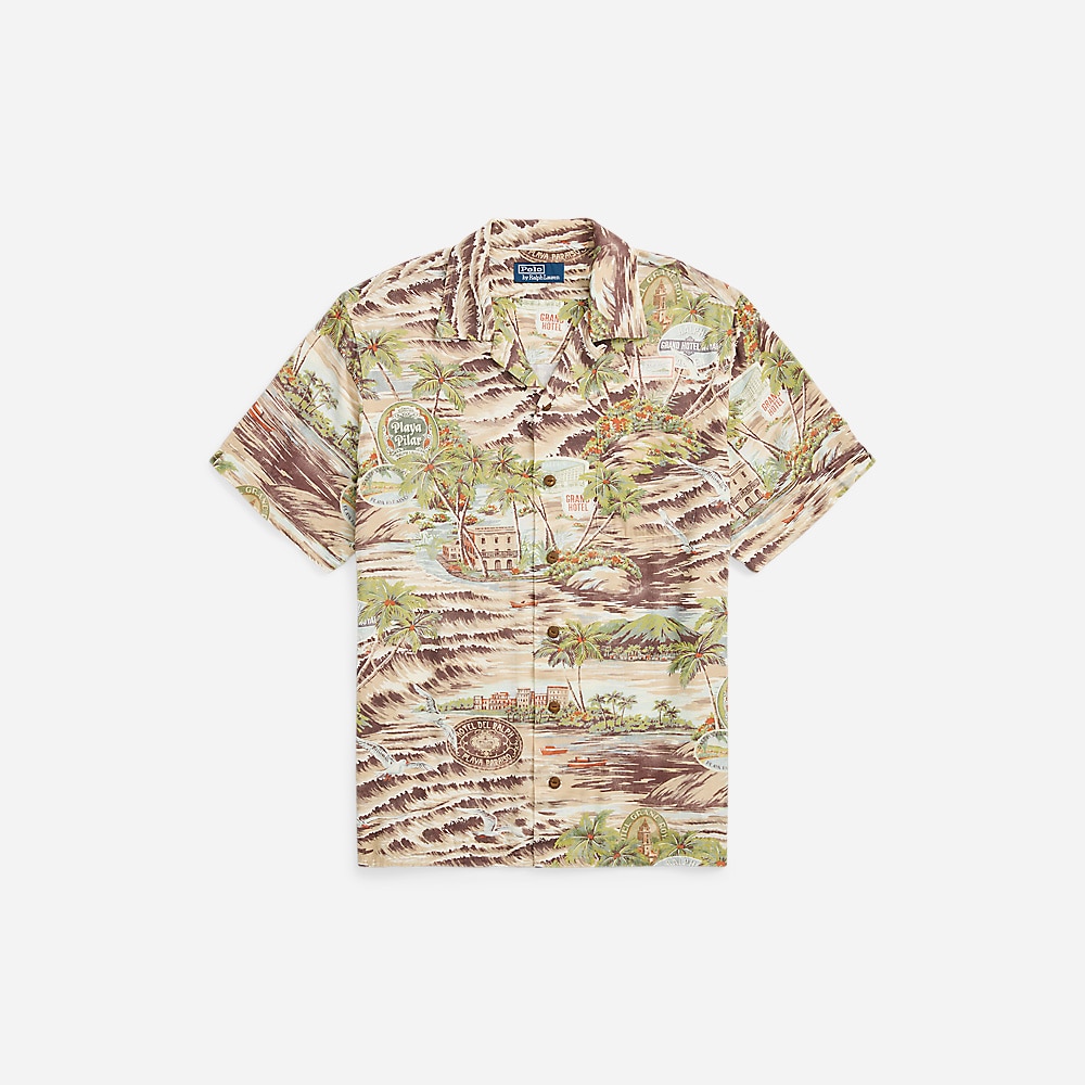Classic Fit Beach-Print Camp Shirt - Playa De Havana