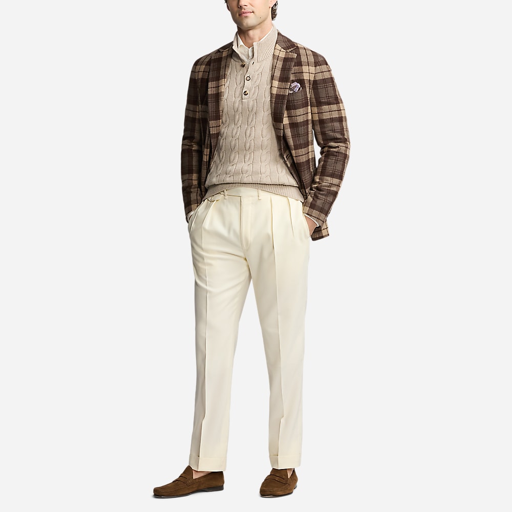 Cable-Knit Cashmere Mockneck Sweater - Oatmeal Melange