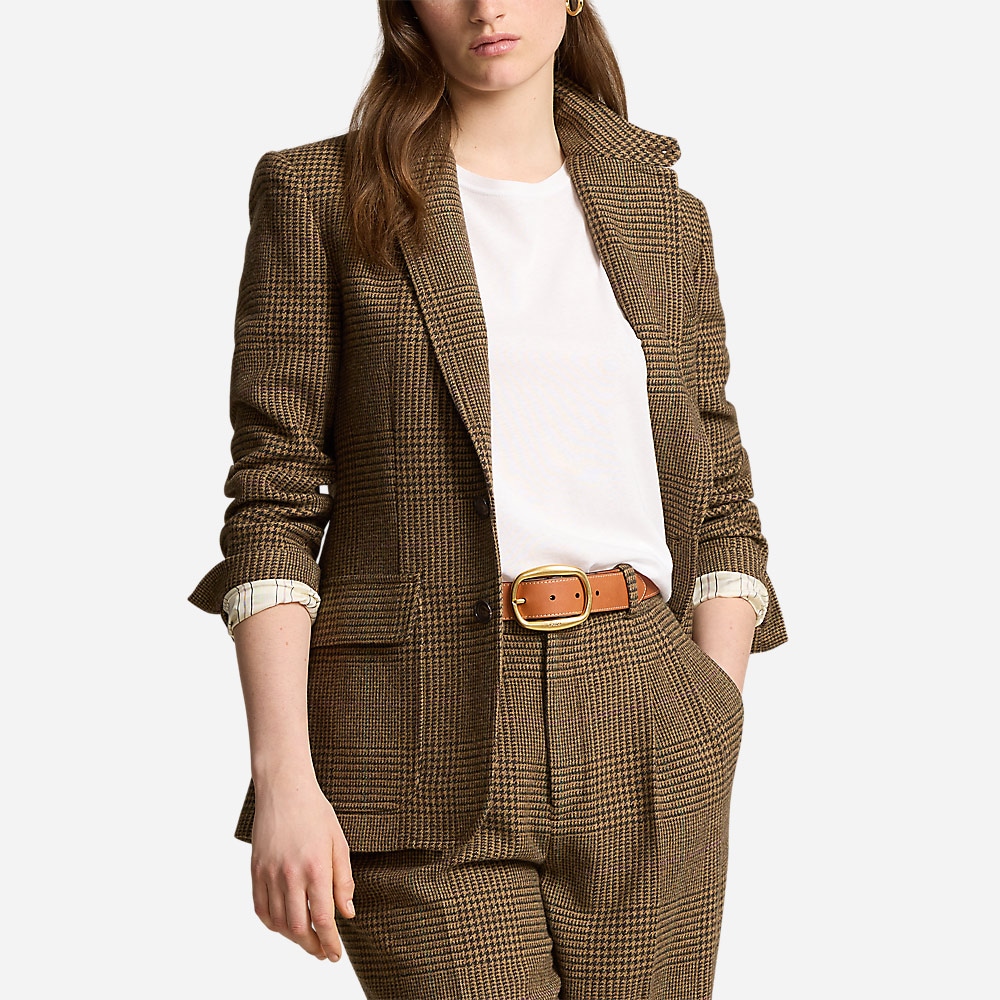 Glen Plaid Tweed Blazer - Olive/Tan Glen Check