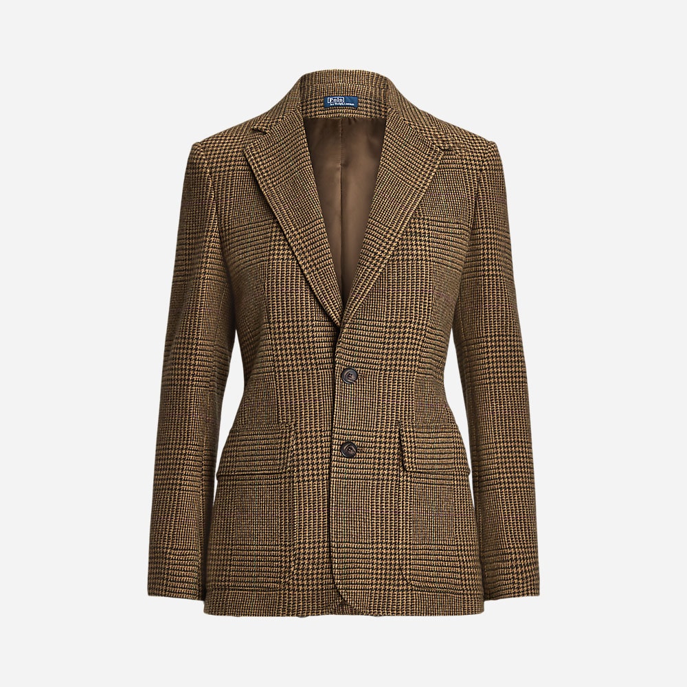 Glen Plaid Tweed Blazer - Olive/Tan Glen Check